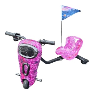 Tricicleta DRIFTURI electrică 360° pentru copii cu steag