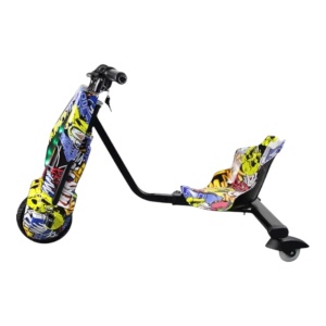 Tricicleta electrica pentru drifturi 360, motor 250W, 36V, Graffiti galben - Img 3