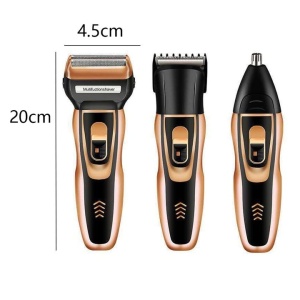 Trimmer Multifuncțional 3 în 1Rezistent la Apă, Lame Titan, Negru/Auriu - Img 6