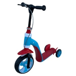 Trotineta ride-on convertibila 2in1: tricicleta si trotineta, cu frane, Albastru-Rosu - Img 5
