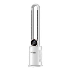 Ventilator turn digital Hausberg HB-5957AB, 65W, 12 viteze, 4 programe, ionizare negativa, temporizator 12h, oscilatie 40°, LED, telecomanda, alb - Img 1
