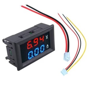 Voltmetru si ampermetru, capacitate masura DC 0 - 100V si 0 - 10A, afisaj digital, cu fire de conectare Masurare tensiune DC