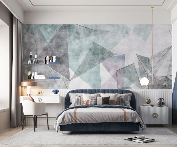 Fototapet Personalizat Figuri Geometrice Albastre
