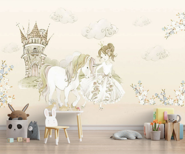 Fototapet Personalizat Printesa si Unicornul