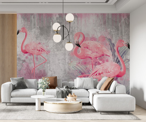 Fototapet Flamingo Pe Fundal Texturat