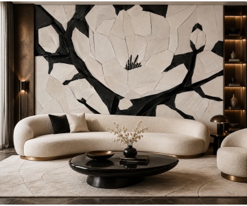 Fototapet Magnolie Alb-Negru - Img 2
