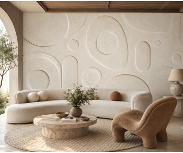Fototapet Relief Geometric Bej 3D - Img 2