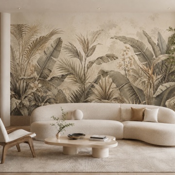 Fototapet Frunze Tropicale Sepia