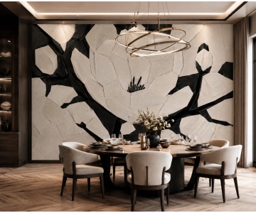 Fototapet Magnolie Alb-Negru