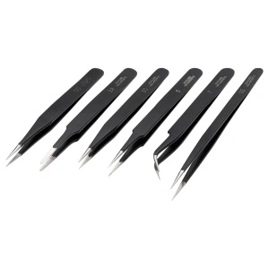 6-Piece Tweezer Set with black coating