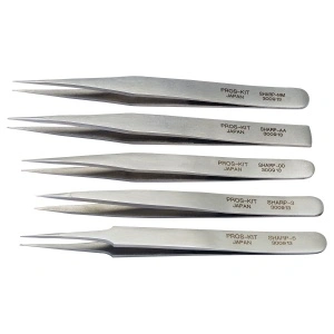 Tweezer Set of 5 – Satin Finish in a Plastic Pouch