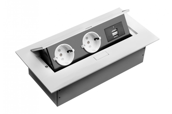 Priza incorporabila in blat 2XSchuko 2USB(A+C) finisaj alb