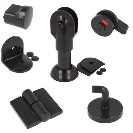 Set accesorii cabine toaleta plastic negru, accesorii compartimentari HPL