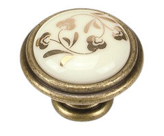 Buton portelan mobila P88.01.H3.D1G flori aurii Giusti