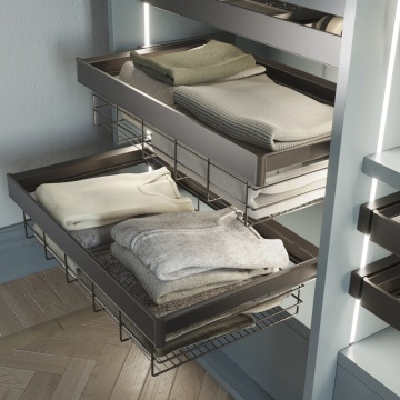 Cos metalic cu rama finisaj titan accesorii dressing Quartz