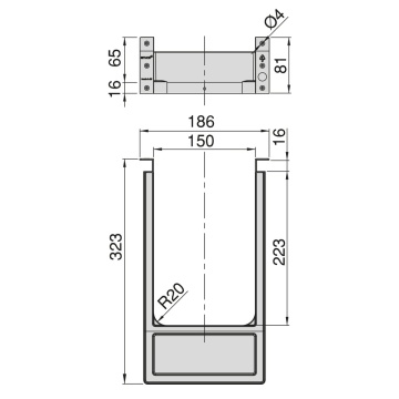 Element insertie pentru sertar chiuveta, cadru U 323x186mm, alb/gri - Img 3