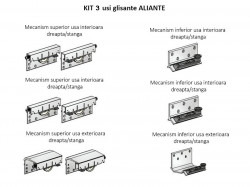 Kit 2usi/3usi H33, 85kg/usa sistem usi glisante aplicate Aliante