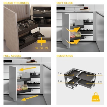 Mecanism extractibil de colt Easy Handling, directia de rotire stanga, gri antracit - Img 7