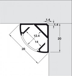 Profil LED 2195 aplicat pe colt 20x20mm aluminiu 2.5m 833.72.987 Hafele