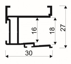 Profil vertical Rekord aluminiu 2.7m sistem usi glisante Blue18 Sevroll