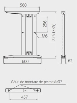 Set picioare birou Prestige H725mm finisaj negru mat - Img 5