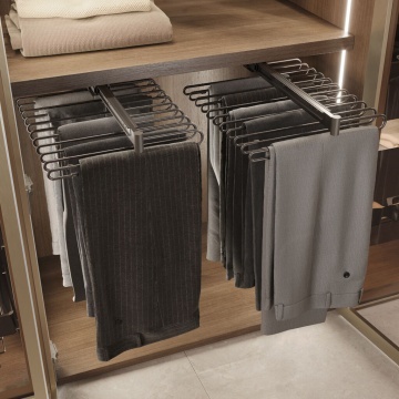 Suport 11 pantaloni extractibil, finisaj titan accesorii dressing Quartz