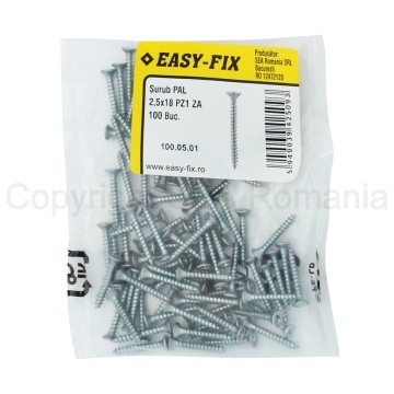 Surub pentru PAL si lemn cap inecat 2,5x18 PZ1 zincat alb - Img 2
