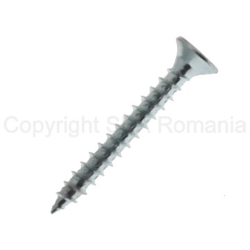 Surub pentru PAL si lemn cap inecat 2,5x20 PZ1 zincat alb