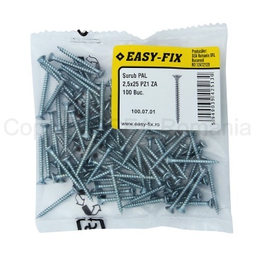 Surub pentru PAL si lemn cap inecat 2,5x25 PZ1 zincat alb - Img 2