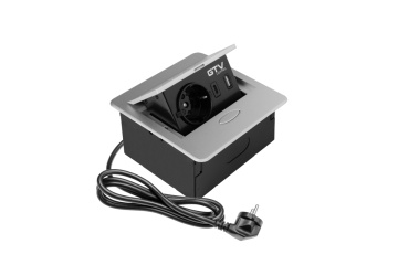 Priza incorporabila, AVARO 1xSchuko, 2 USB (A+C), gri aluminiu, AE-PB1SAVA-53