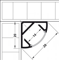 Profil LED 2195 aplicat pe colt 20x20mm aluminiu 2.5m 833.72.987 Hafele