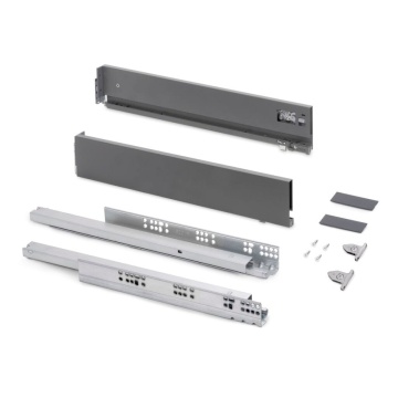Sertar EV H131mm, 400mm, soft close, 3D, 40kg, pal 18mm, gri antracit