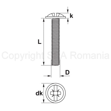 Surub cap bombat combinat M4X14 - Img 2