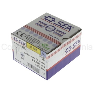 Surub pentru PAL si lemn cap inecat 2,5x20 PZ1 zincat alb - Img 3