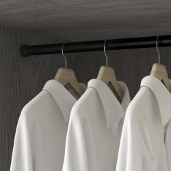 Bara haine rotunda 1.15m + suport bara haine neagra accesorii dressing 