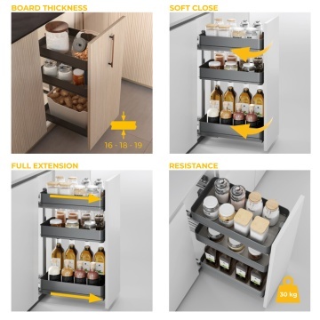 Cos Jolly Easy Handling cu glisiera extragere totala si amortizare, corp 300mm, 400mm ,3 niveluri, gri antracit - Img 6