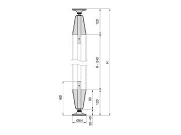Picior prindere circular profil pe podea/tavan sistem modular dressing Zero, finisaj gri piatra - Img 4
