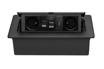 Priza incorporabila in blat 2xSchuko, 2 USB (A+C), RJ45, HDMI, cablu 1.5m, negru - Img 3