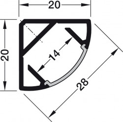 Profil LED 2195 aplicat pe colt 20x20mm aluminiu 2.5m 833.72.987 Hafele