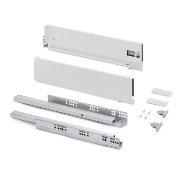 Sertar Emuca V H131mm, 500mm, soft close, 3D, 40kg, alb - Img 1