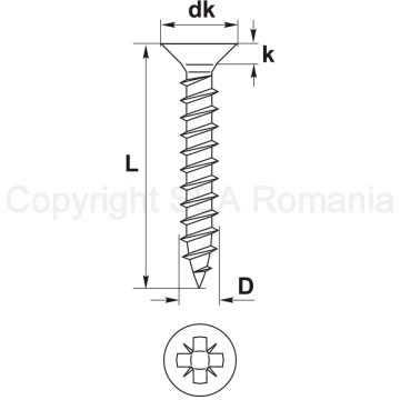 Surub pentru PAL si lemn cap inecat 2,5x25 PZ1 zincat alb - Img 4