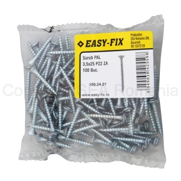 Surub pentru PAL si lemn cap inecat 3,5x25 PZ2 zincat alb - Img 4