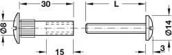 Tub conector M6x8x30 nichel 267.05.702 Hafele