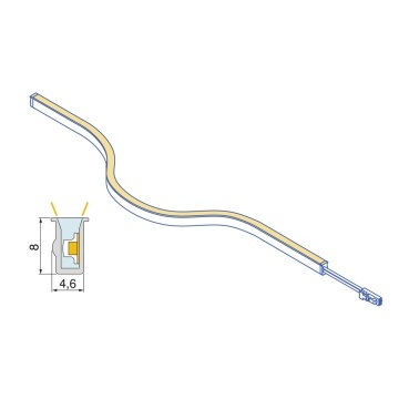 Banda LED Neonlynx pentru bara haine dreptunghiulara 4,5x8 7,2W/m IP65 (24V DC), 2,35m - Img 6
