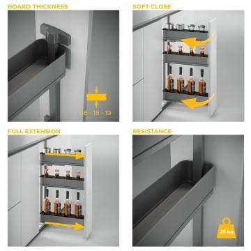 Cos Jolly Easy Handling cu glisiera extragere totala si amortizare, antracit, corp 150mm, 200mm, 3 niveluri - Img 8
