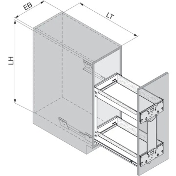 Cos Jolly Pinello Cargo corp 300mm 2 niveluri finisaj antracit insertie stejar PEKA - Img 3