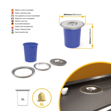 Cos pentru gunoi incorporabil 5L inox - Img 6