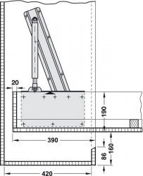Picior telescopic feronerie pat rabatabil 271.95.203 Hafele