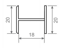 Profil intermediar aluminiu 3m sistem usi glisante Galex Trend 10mm