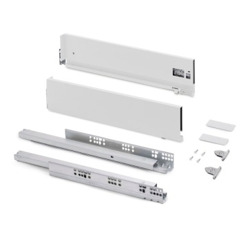 Sertar Emuca V H131mm, 350mm, soft close, 3D, 40kg, alb - Img 1